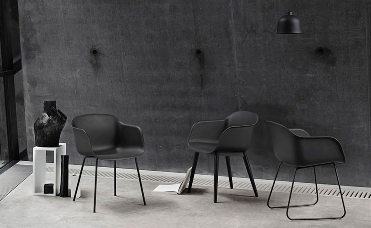 fiber armchair with wood base