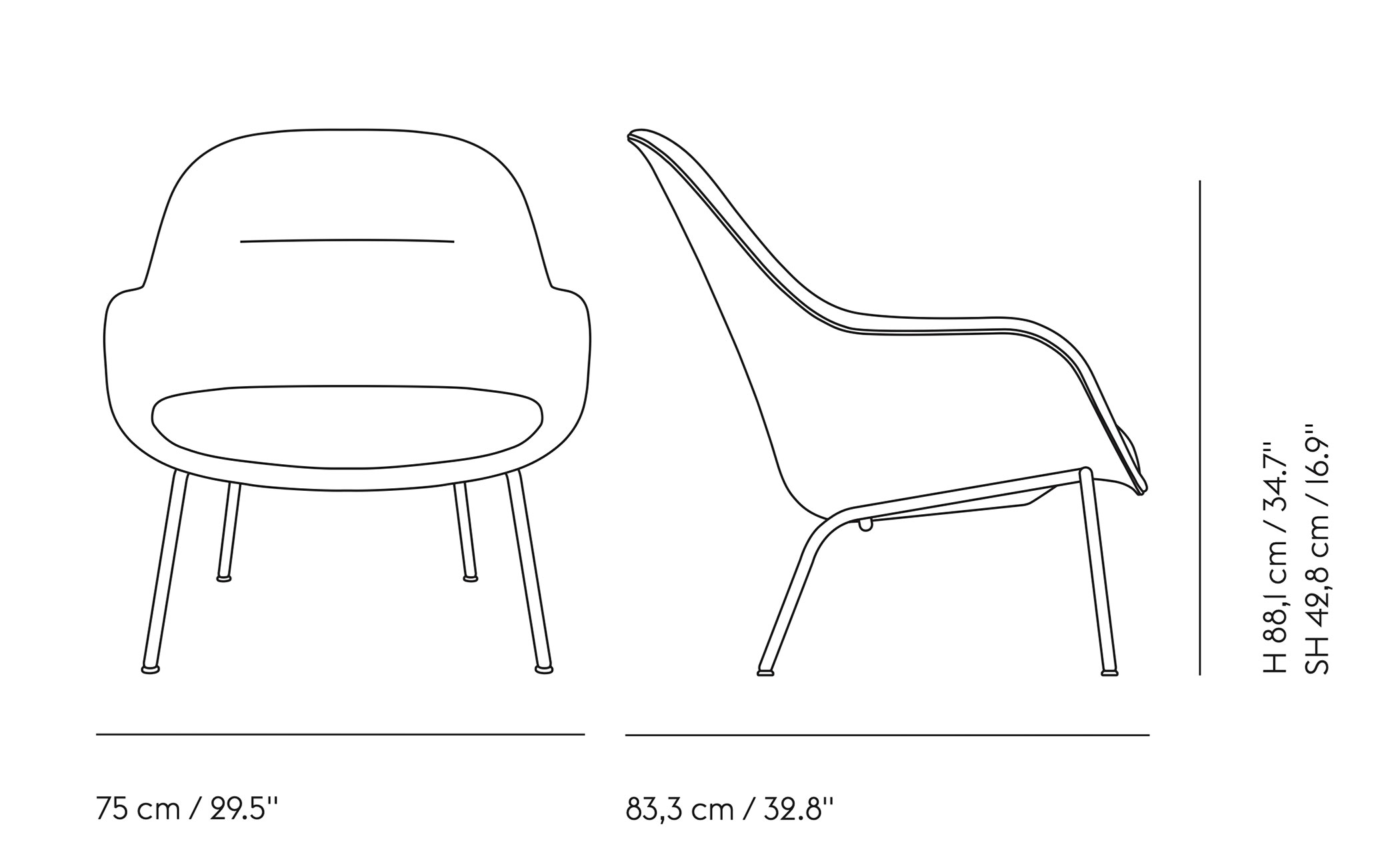 Fiber Lounge Armchair with tube base
