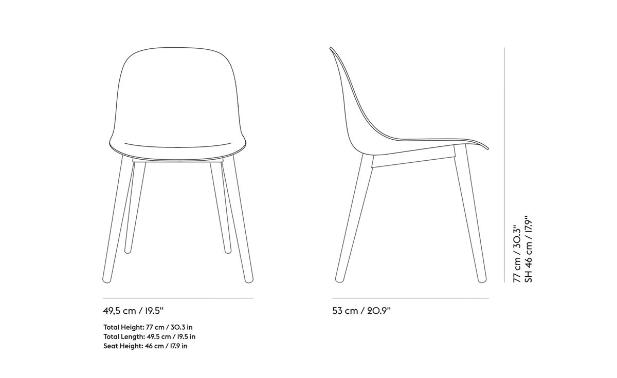 fiber side chair with wood base