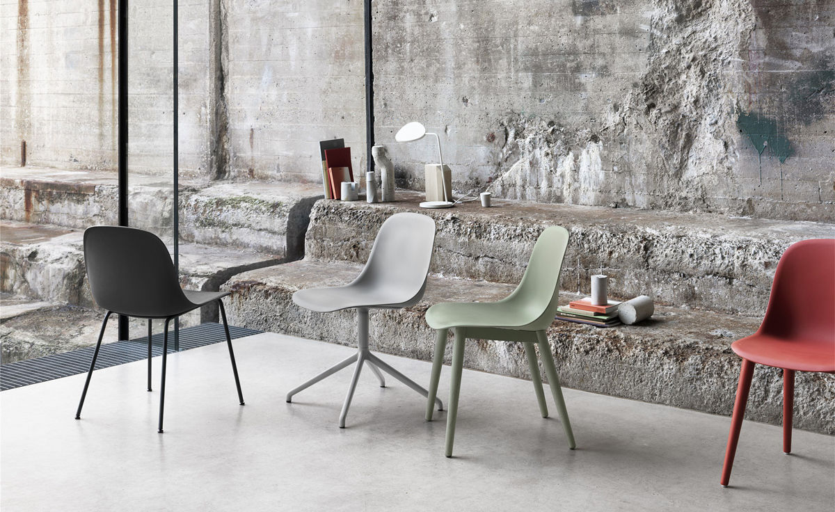 fiber side chair with wood base