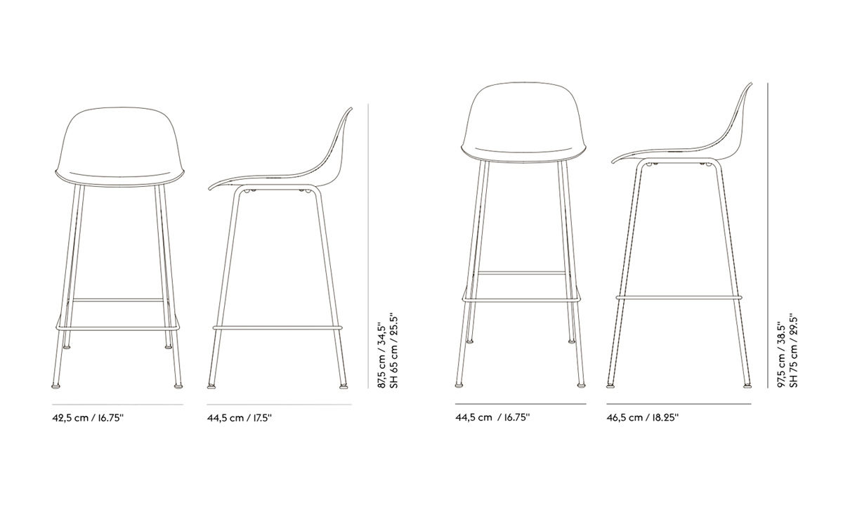 fiber stool with backrest and tube base