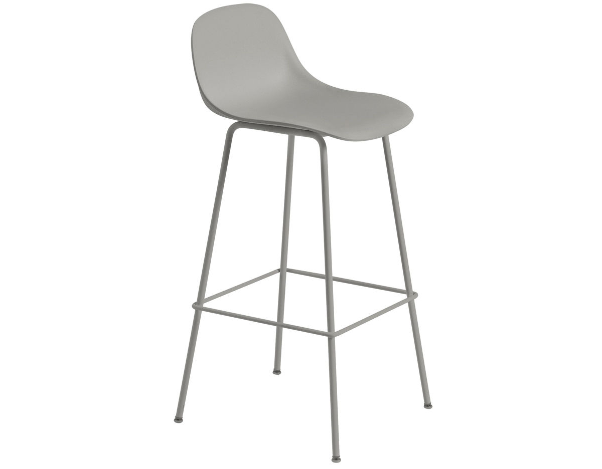 fiber stool with backrest and tube base