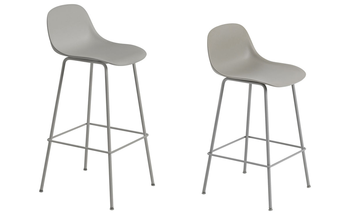 fiber stool with backrest and tube base