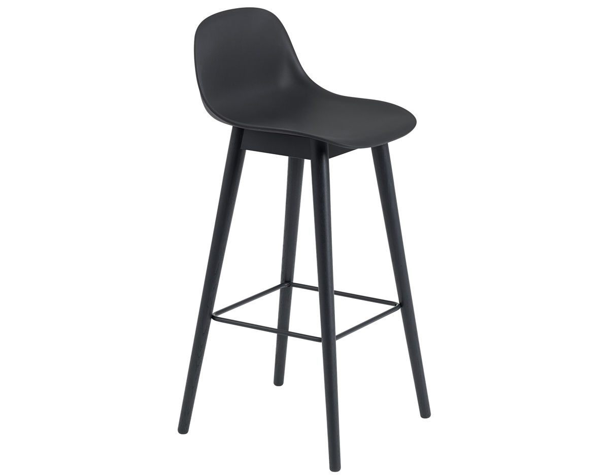 fiber stool with backrest and wood base