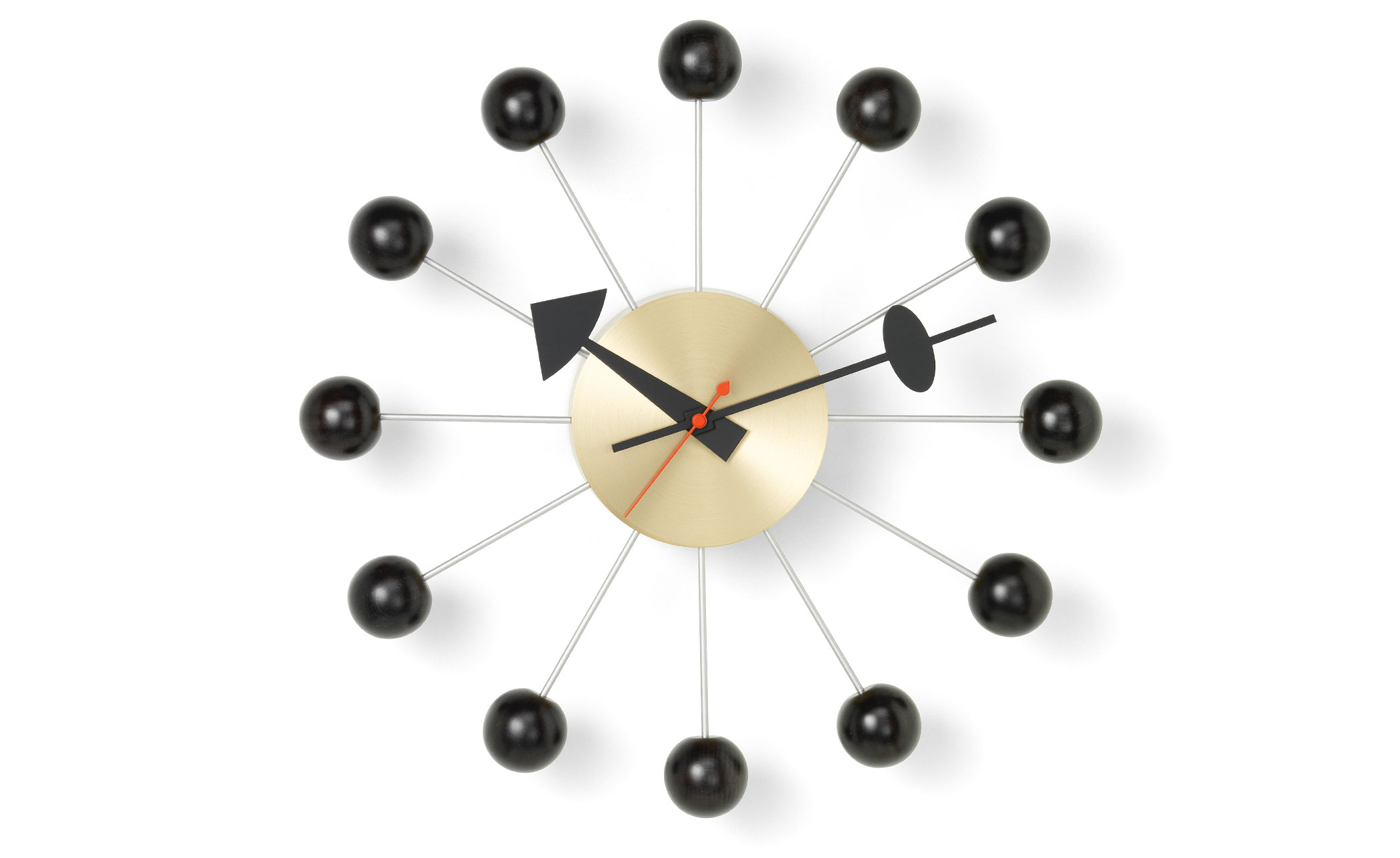 george nelson ball clock in black & brass