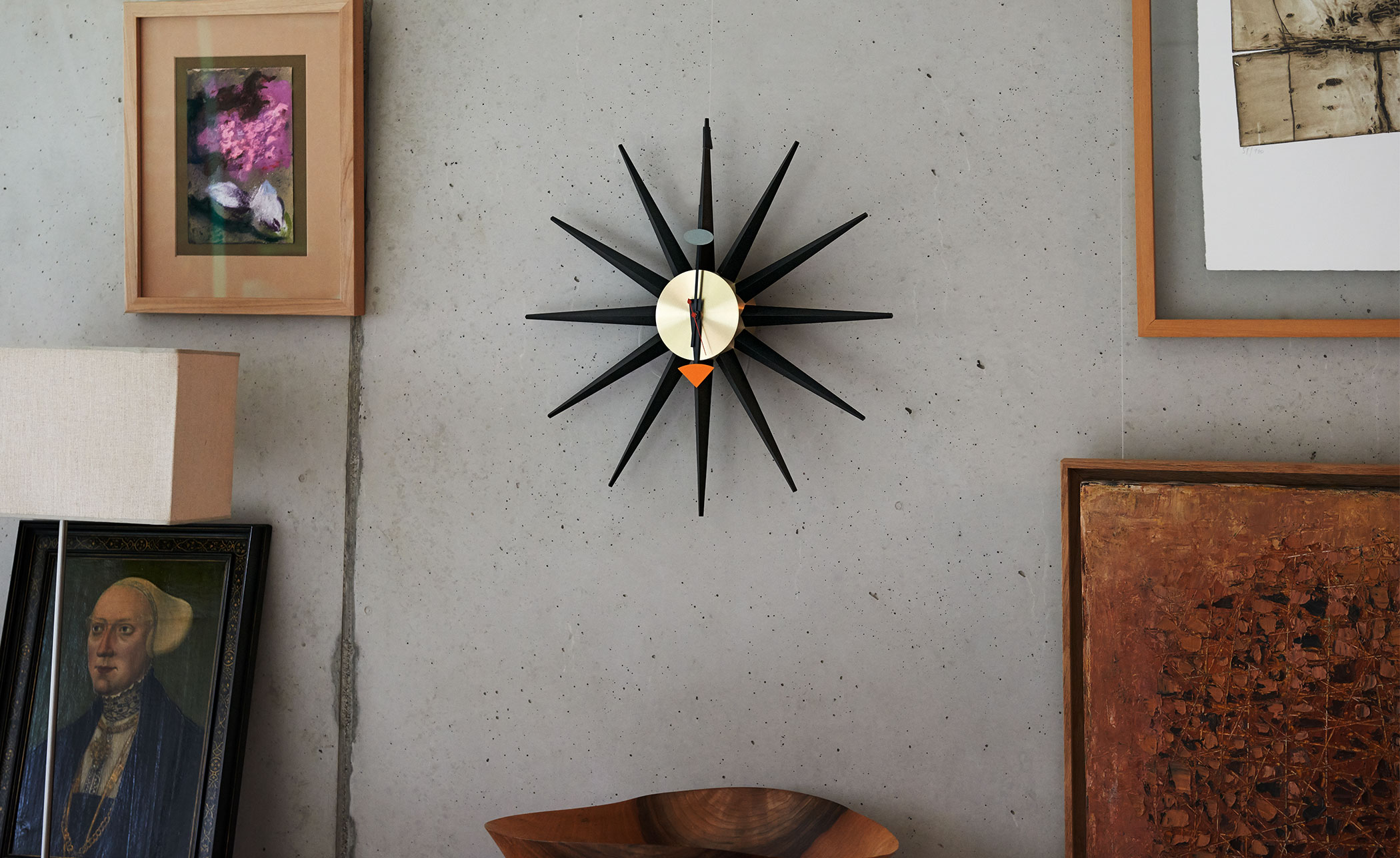 george nelson sunburst clock black/brass