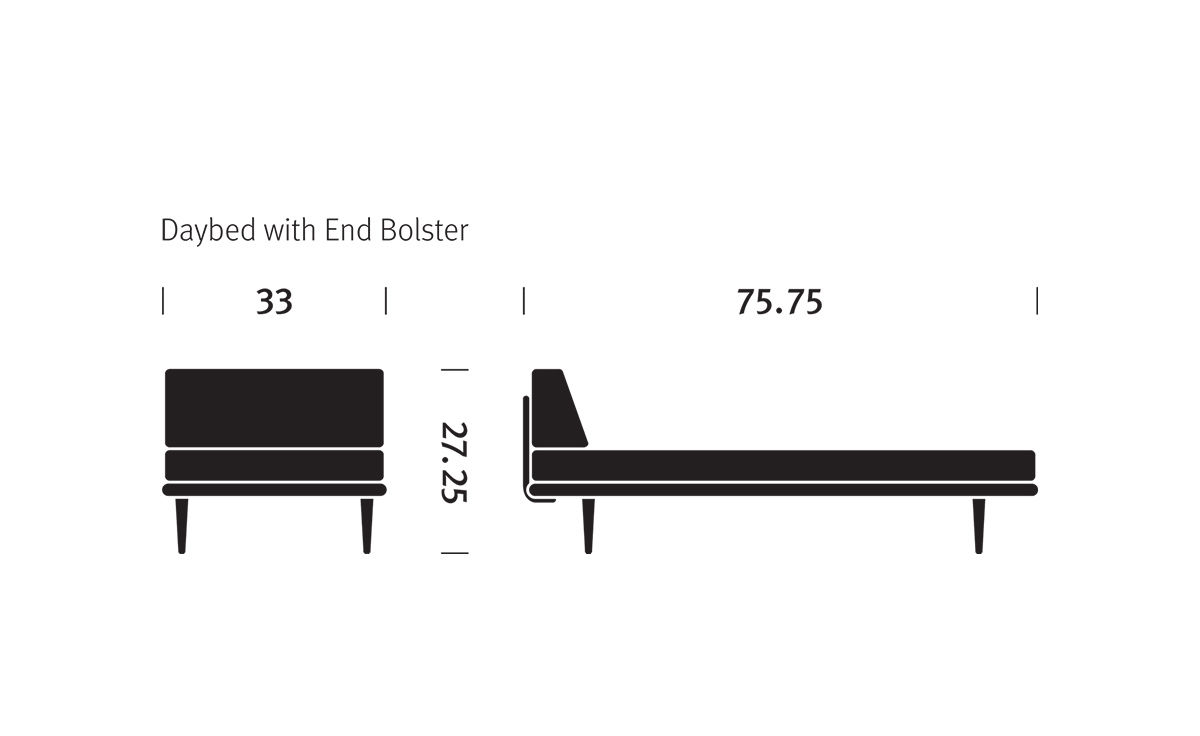 nelson™ daybed with end bolster & wood taper legs