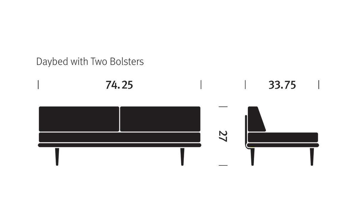 nelson™ daybed with two bolsters & hairpin legs