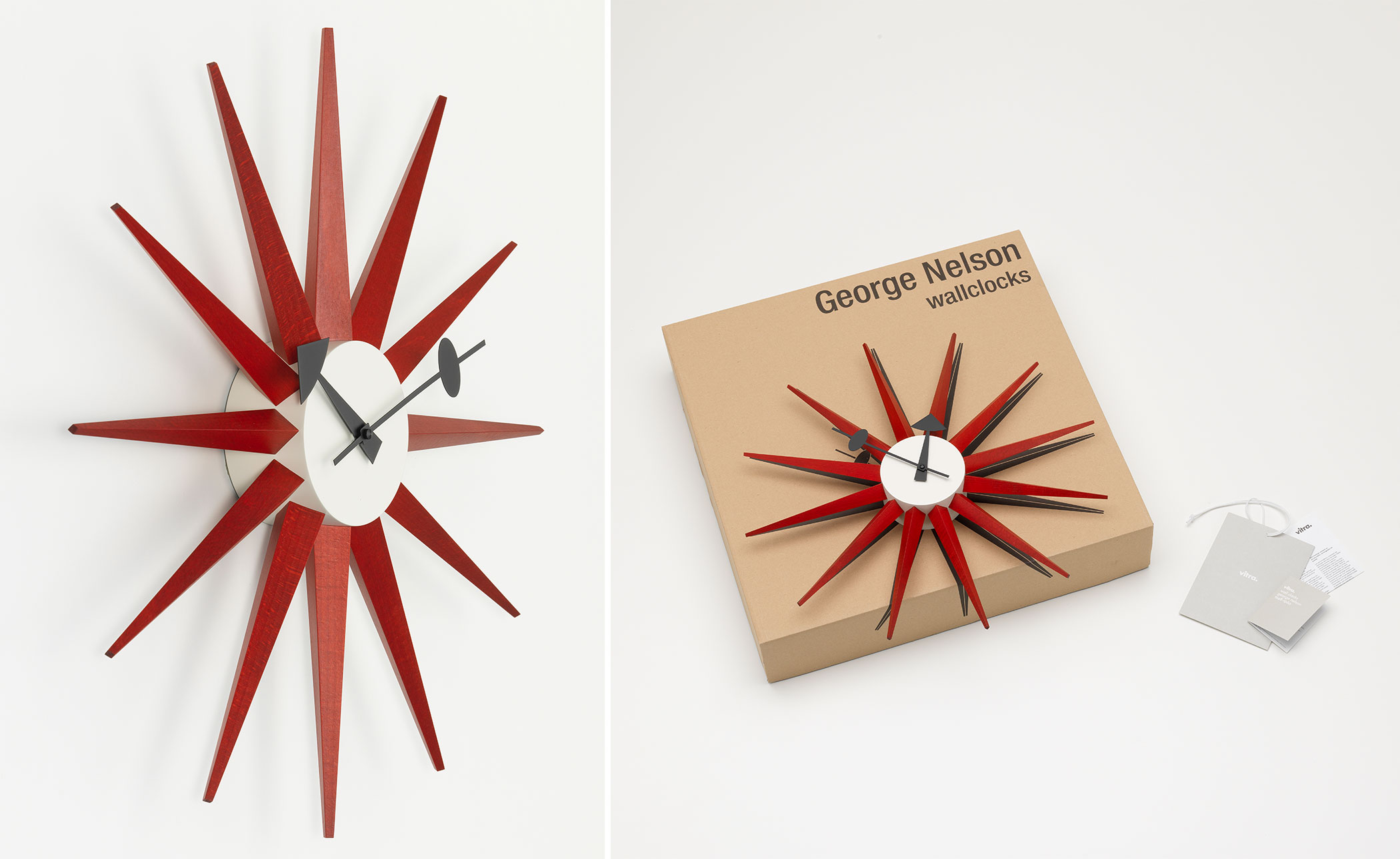 george nelson sunburst clock red
