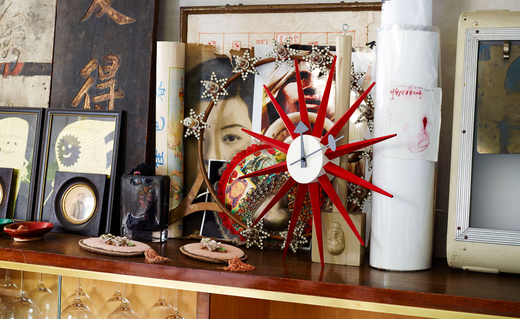 george nelson sunburst clock walnut