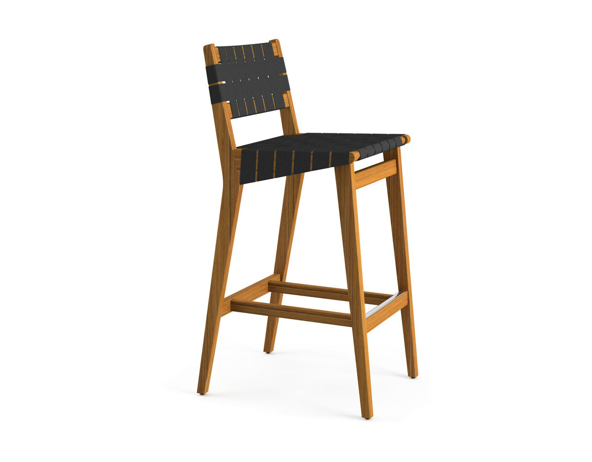 risom outdoor stool with webbed back