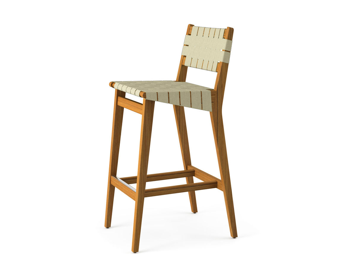 risom outdoor stool with webbed back