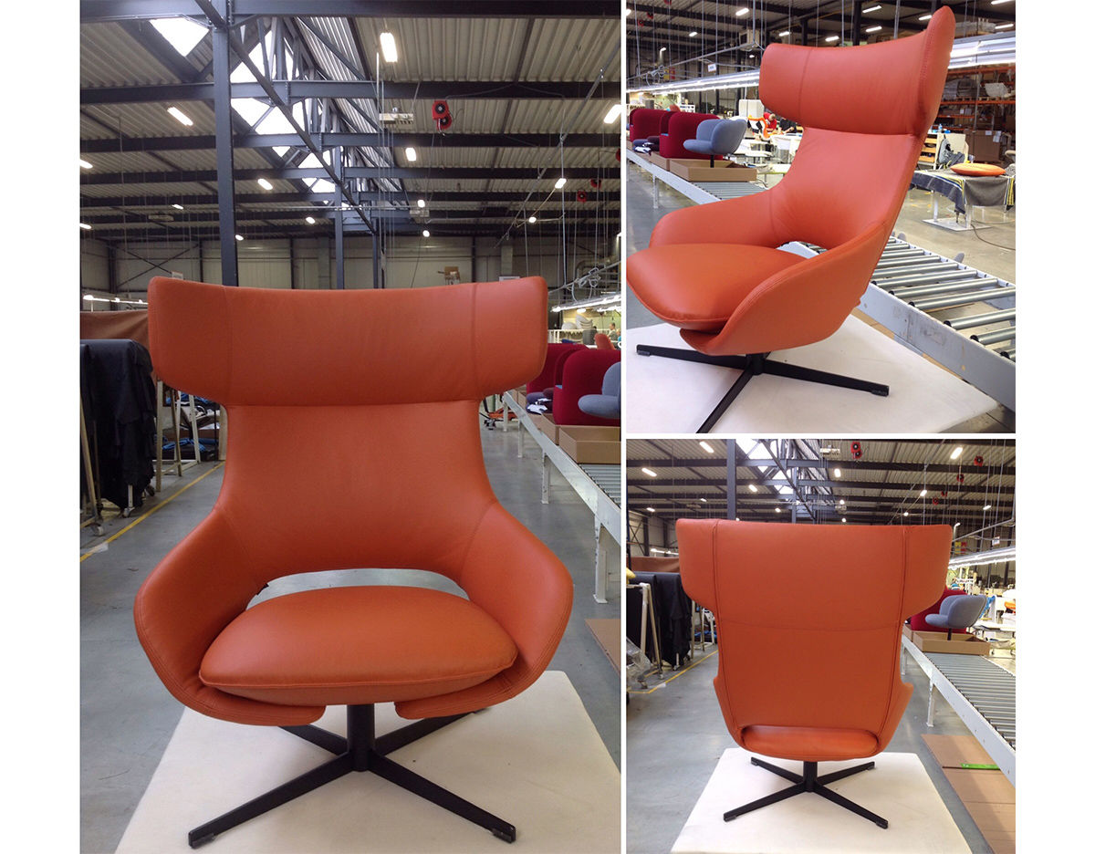 kalm swivel metal base lounge chair