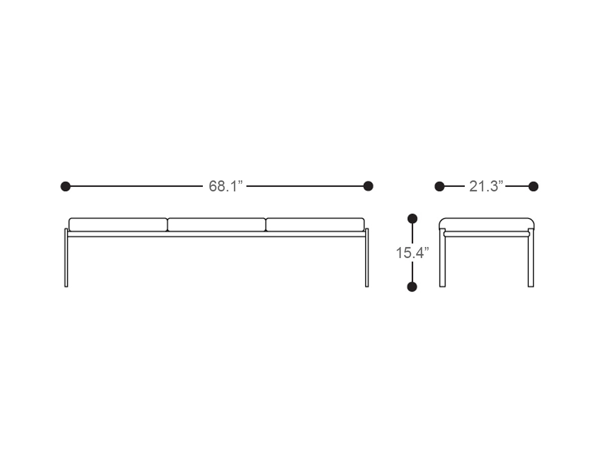 kiki 3-seater bench