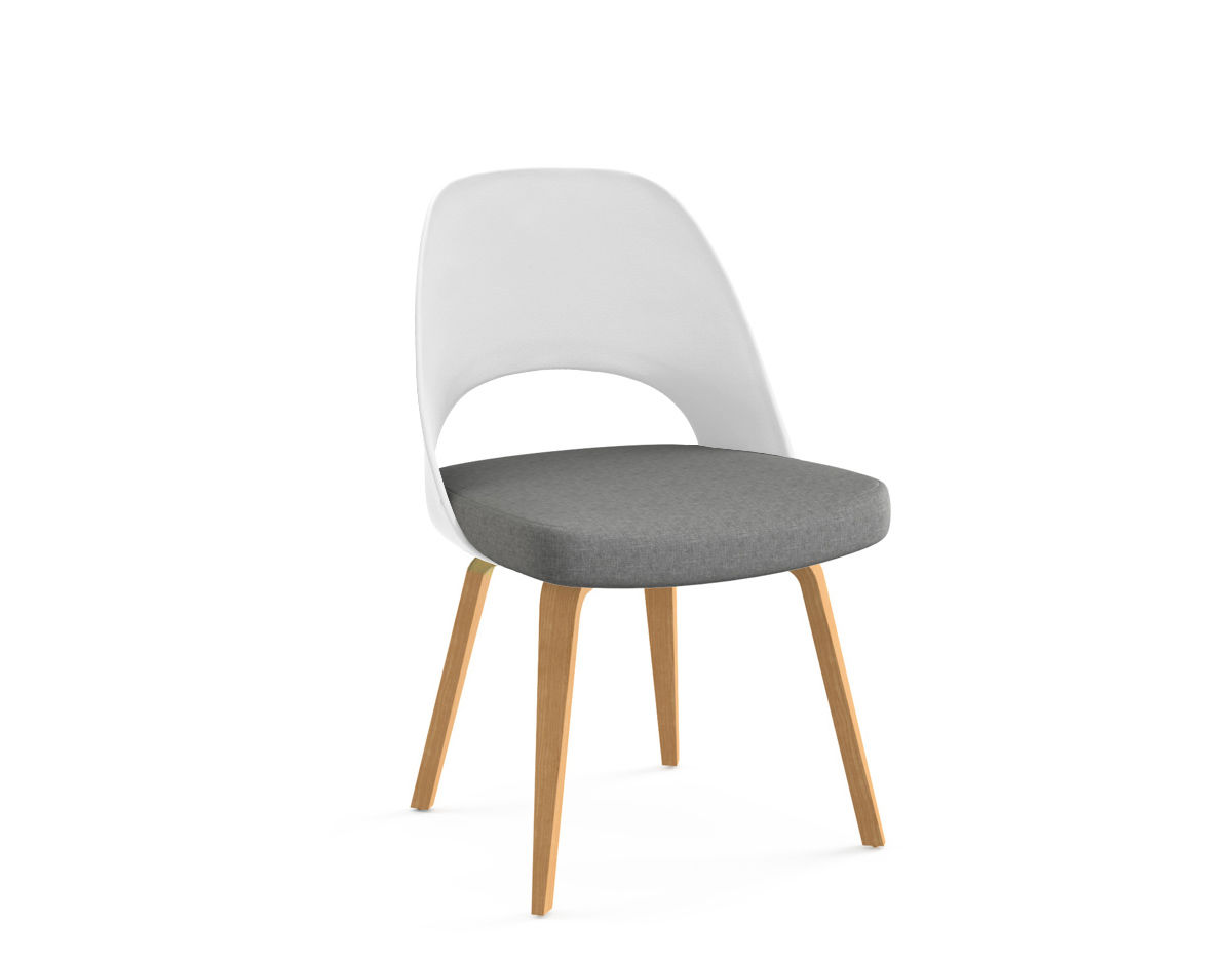 saarinen plastic back side chair with wood legs