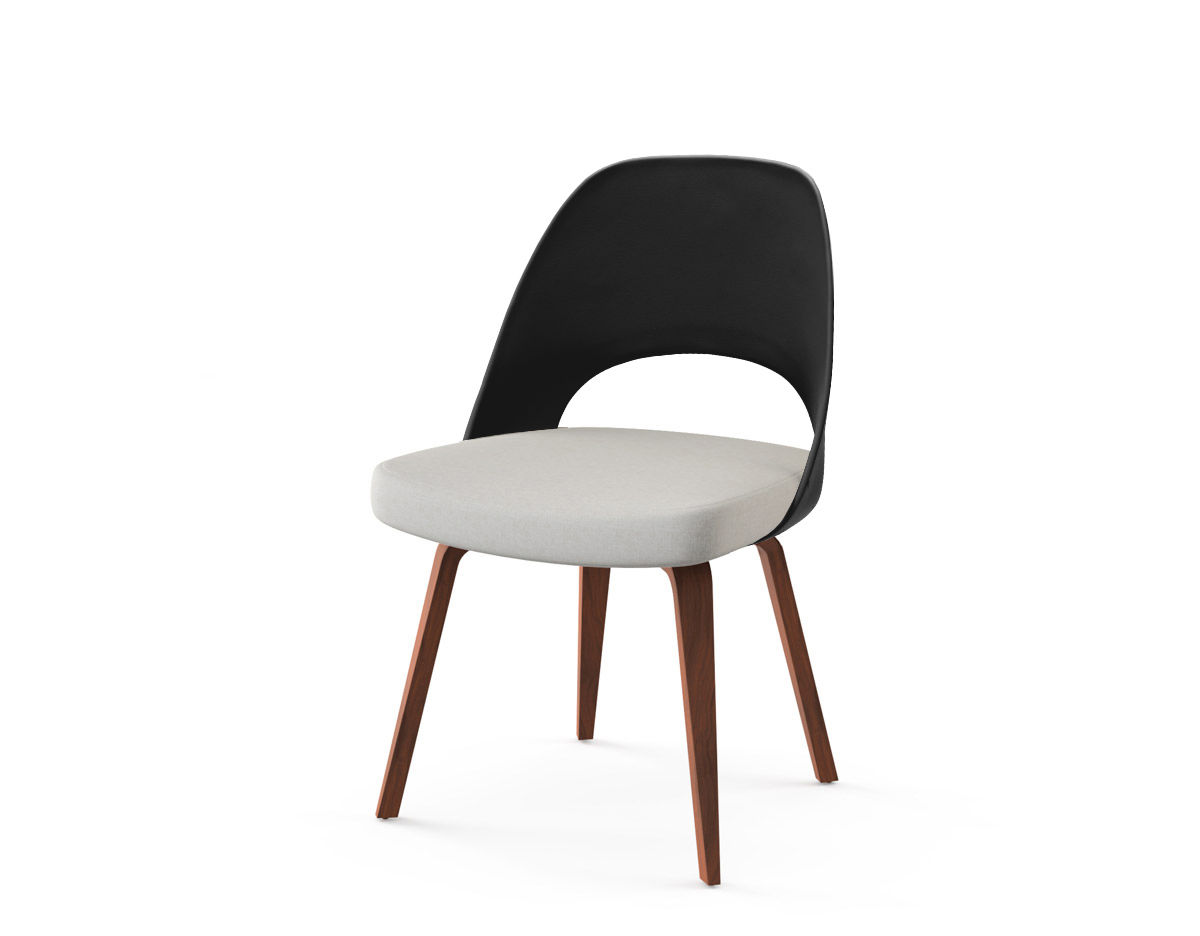 saarinen plastic back side chair with wood legs