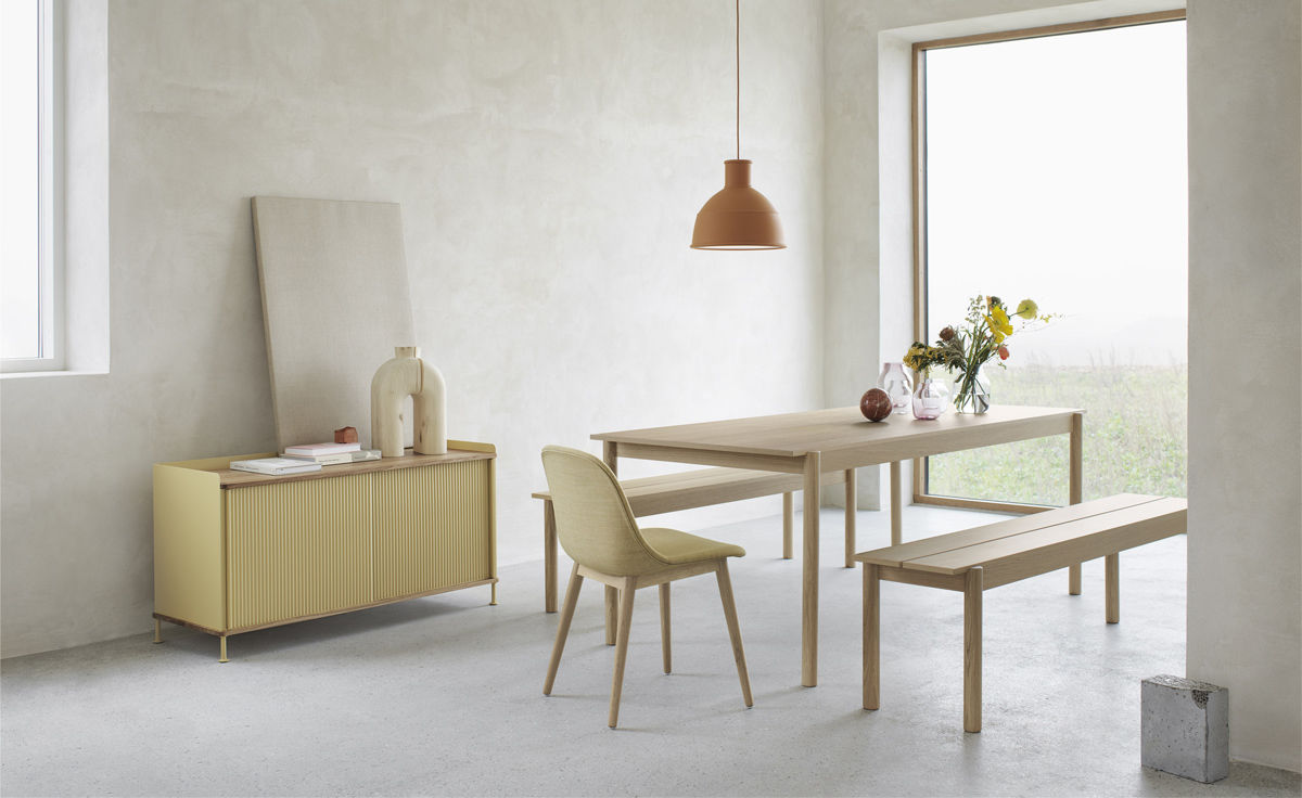 linear wood bench