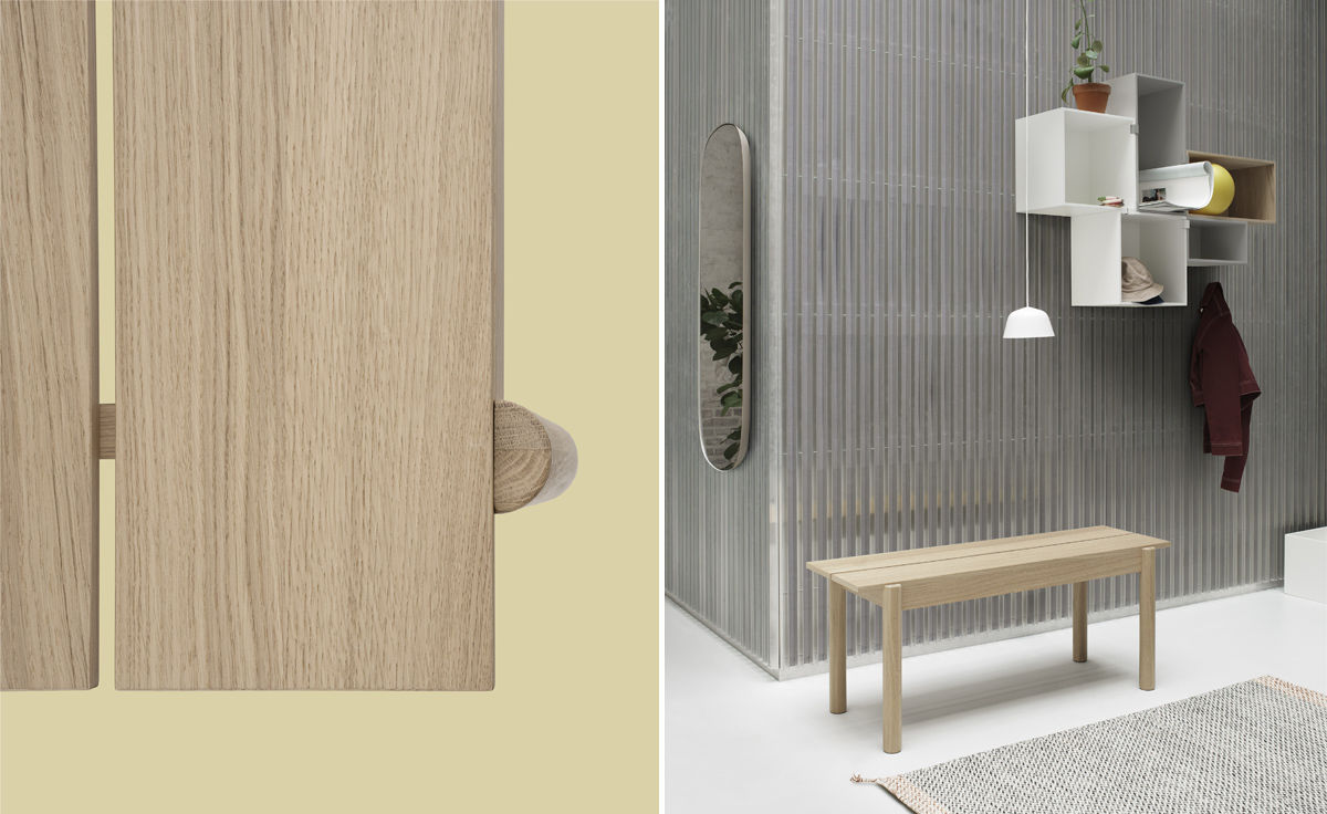 linear wood bench