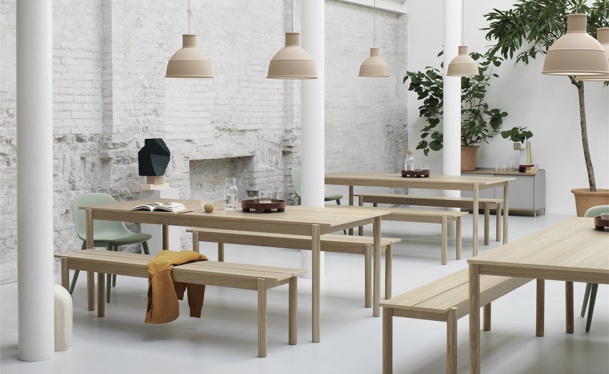 linear wood bench