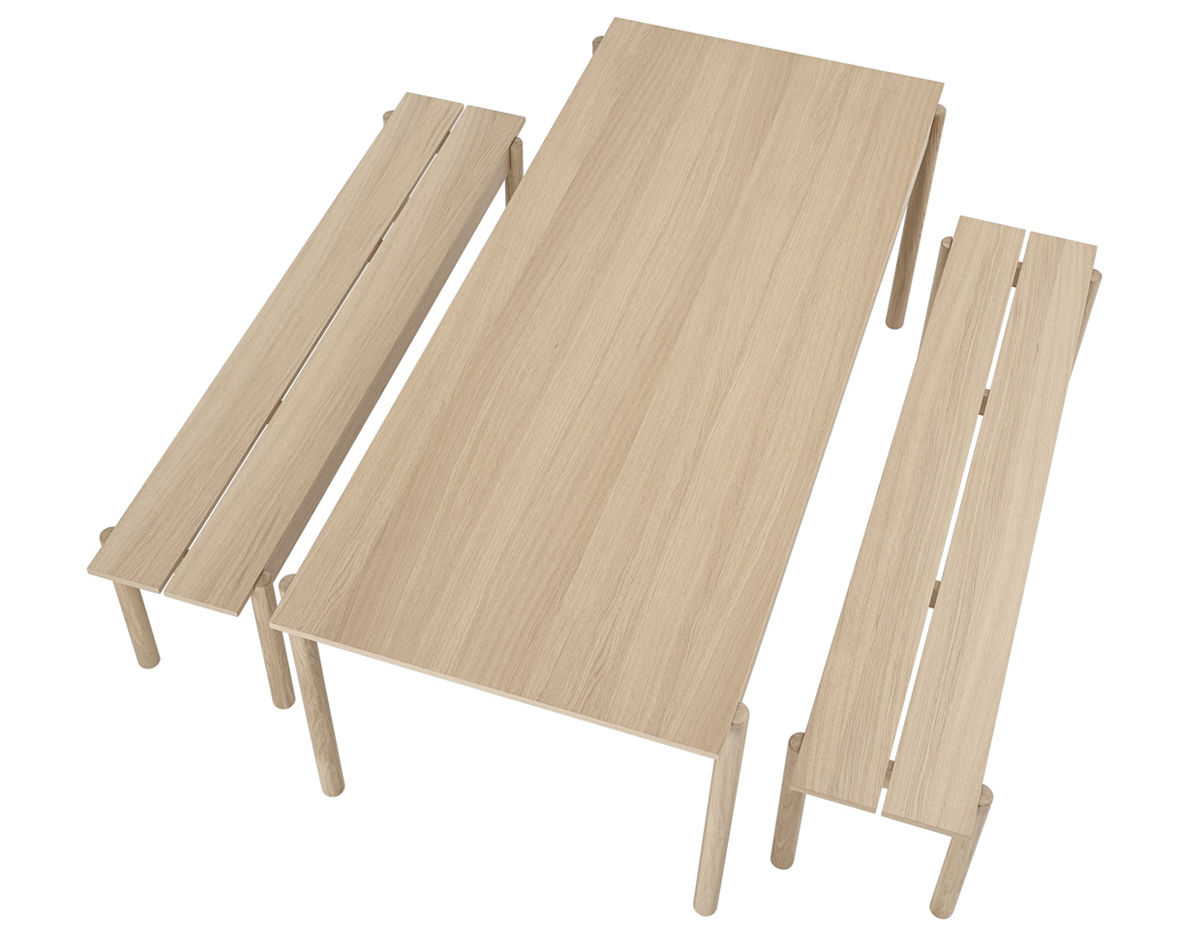 linear wood bench