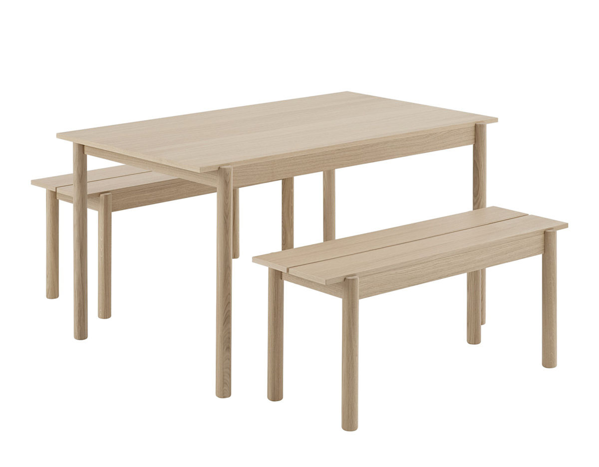 linear wood bench