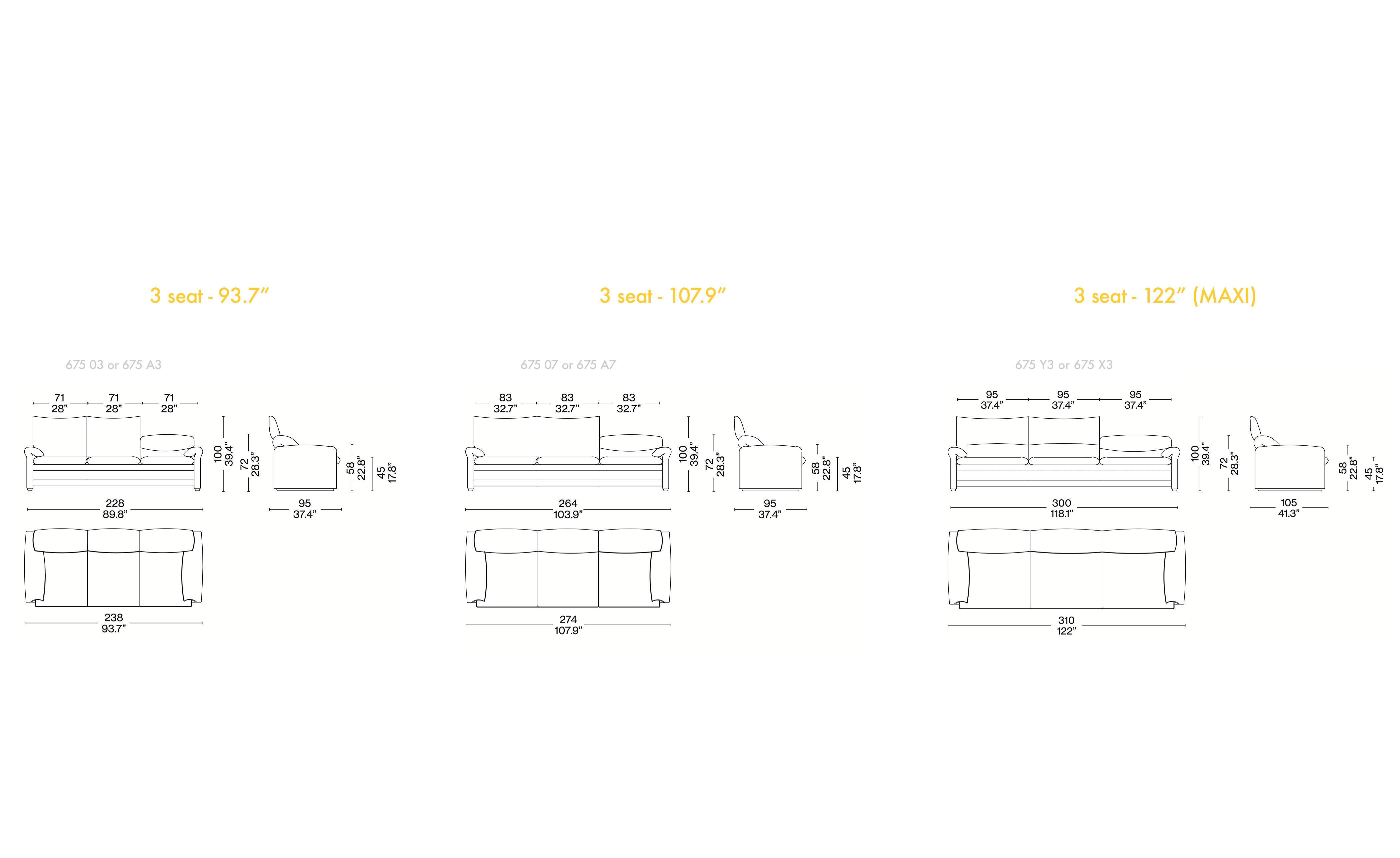 Maralunga 3 Seater Sofa, 93.7"