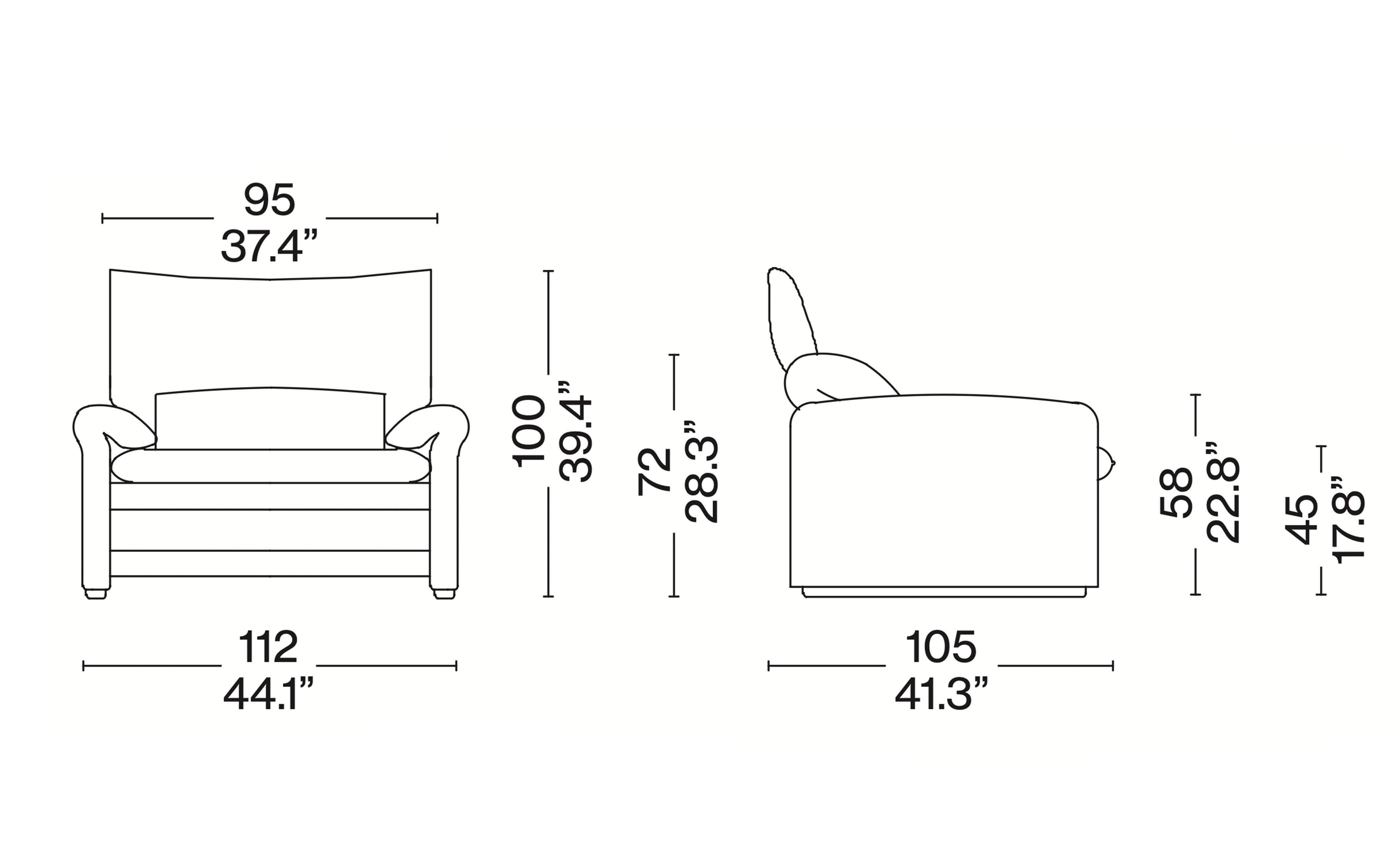 Maralunga MAXI Armchair, 48"
