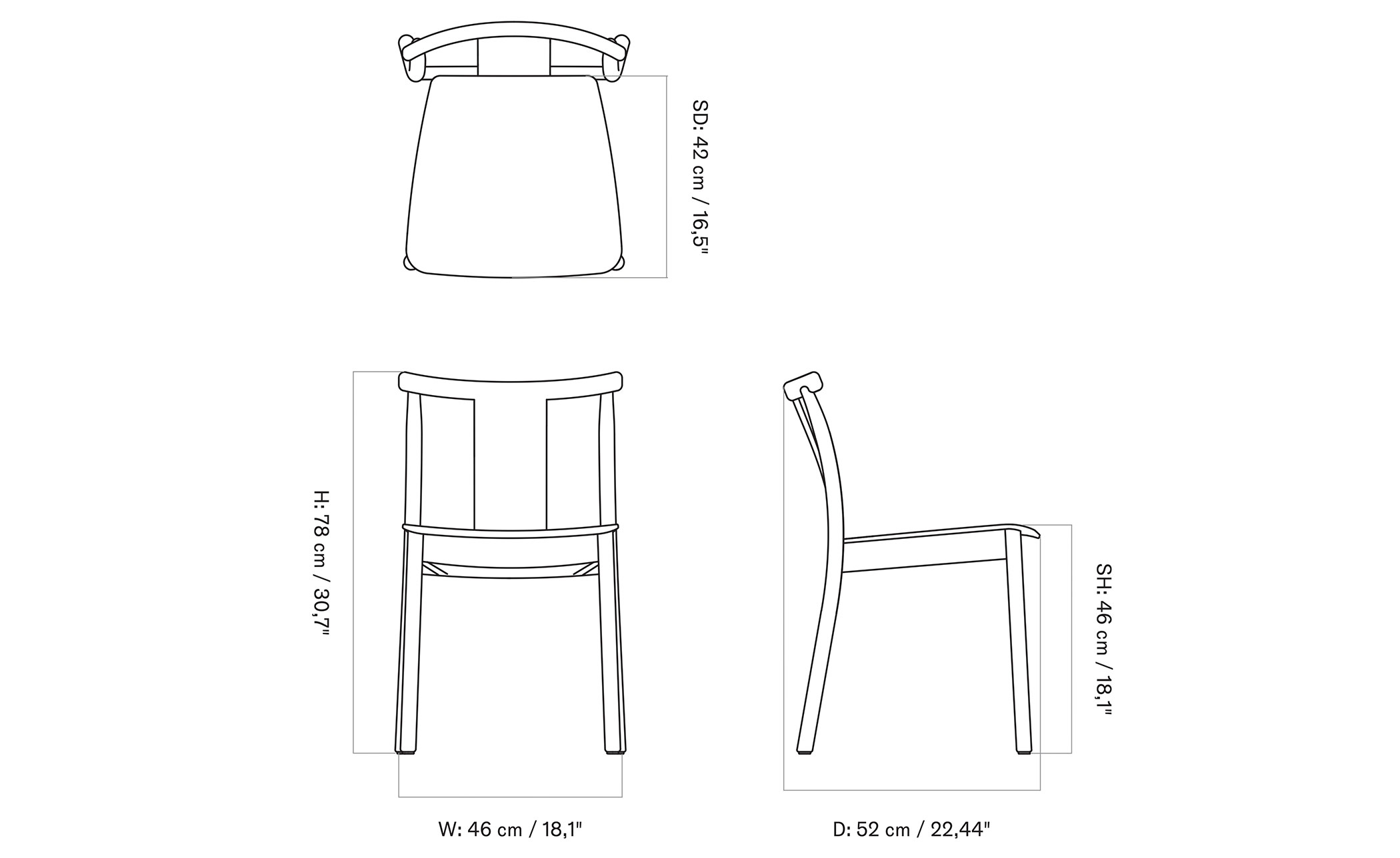 Merkur Dining Chair with upholstered seat