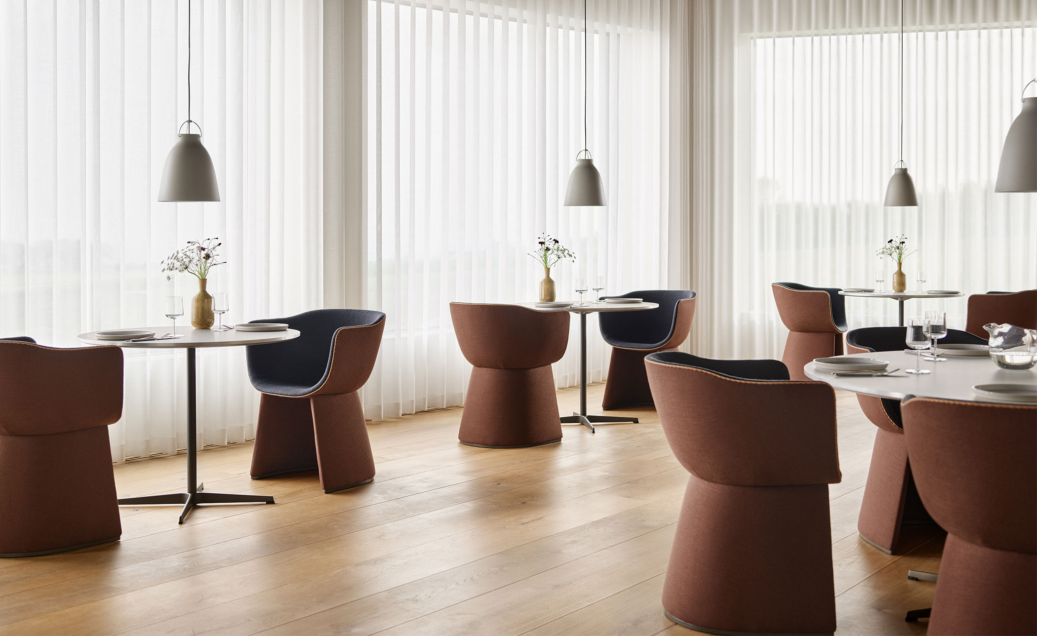 Monolit Dining Chair with leather piping