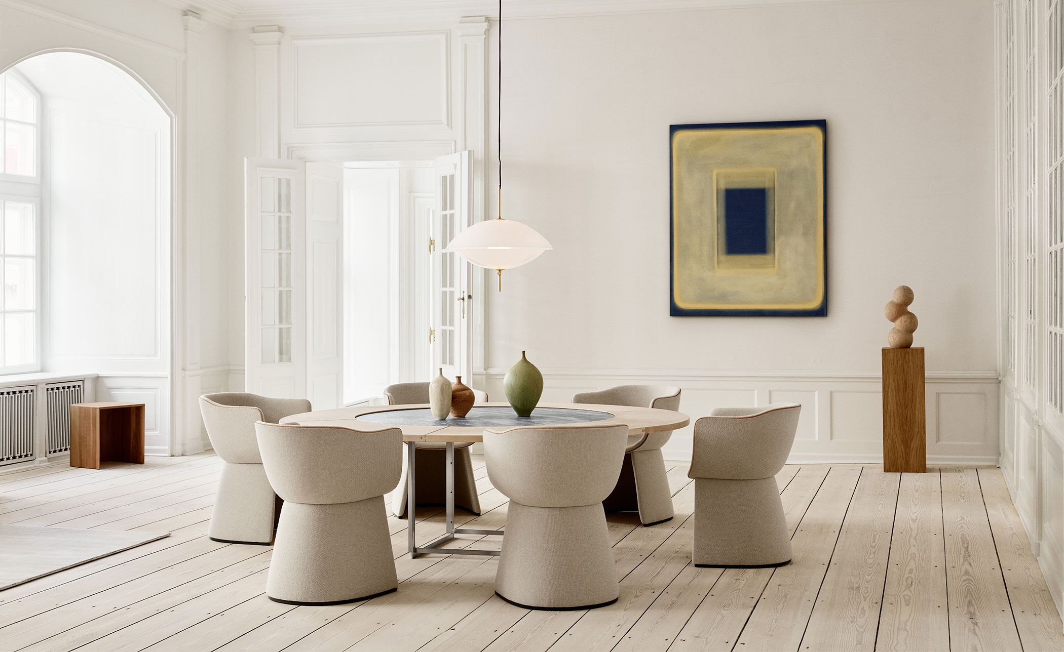 Monolit Dining Chair with leather piping