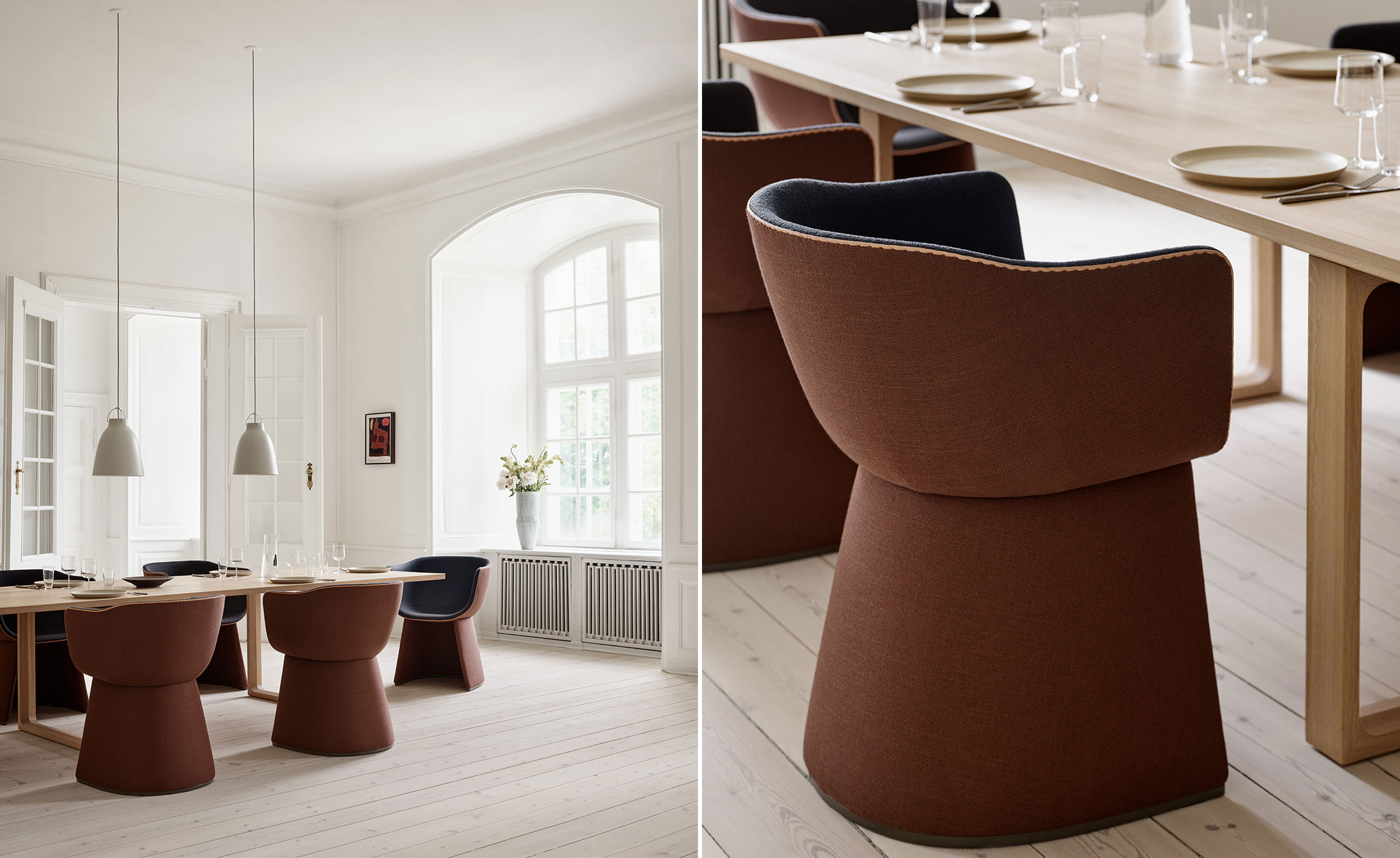 Monolit Dining Chair with leather piping
