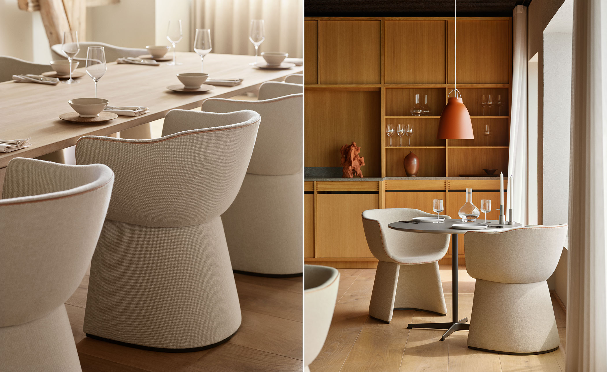 Monolit Dining Chair with leather piping