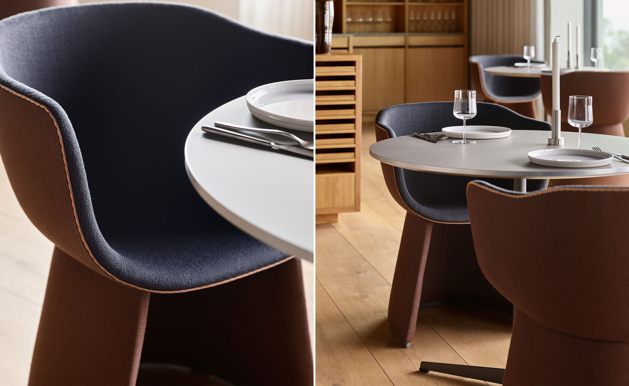 Monolit Dining Chair with leather piping