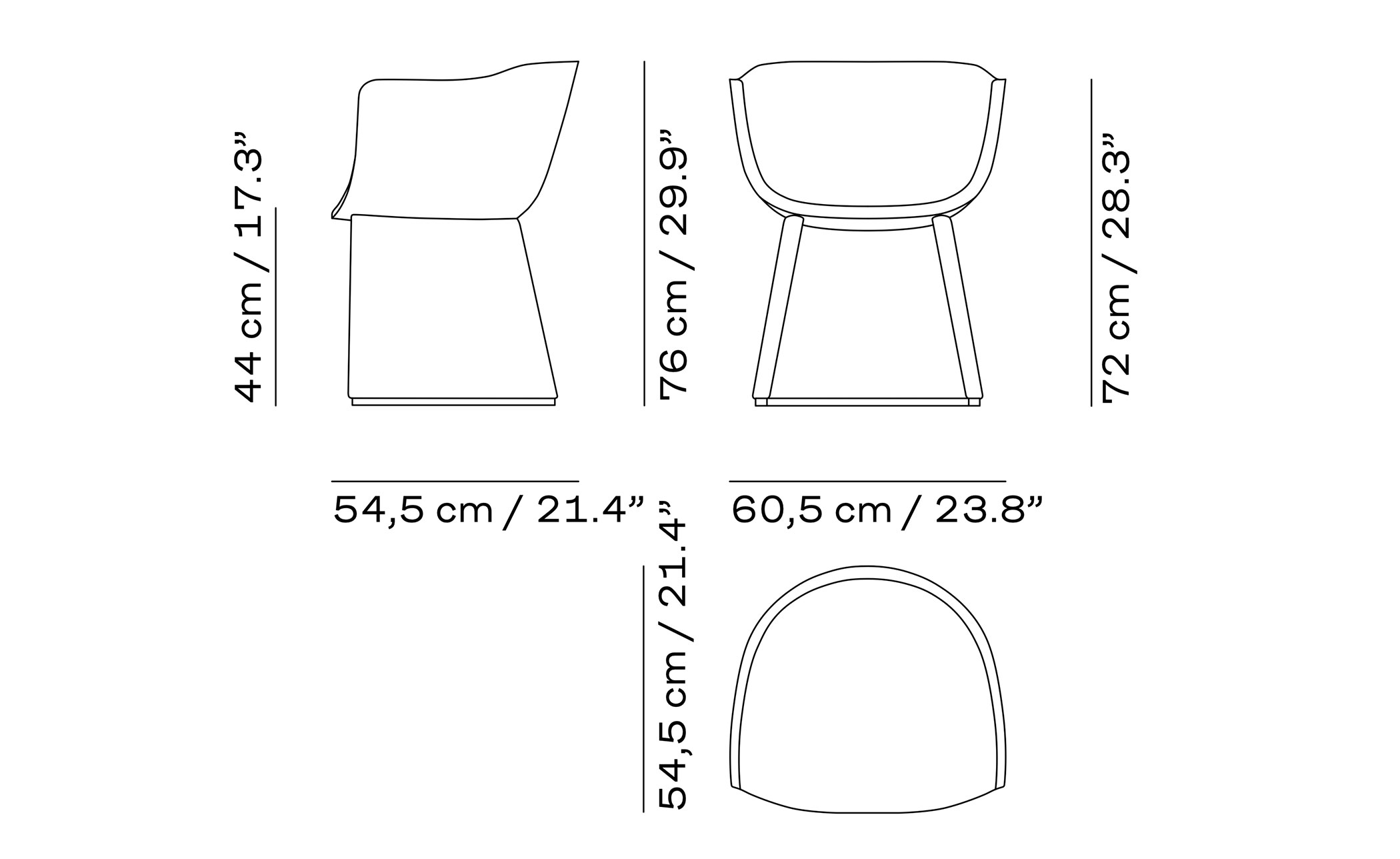 Monolit Dining Chair with leather piping