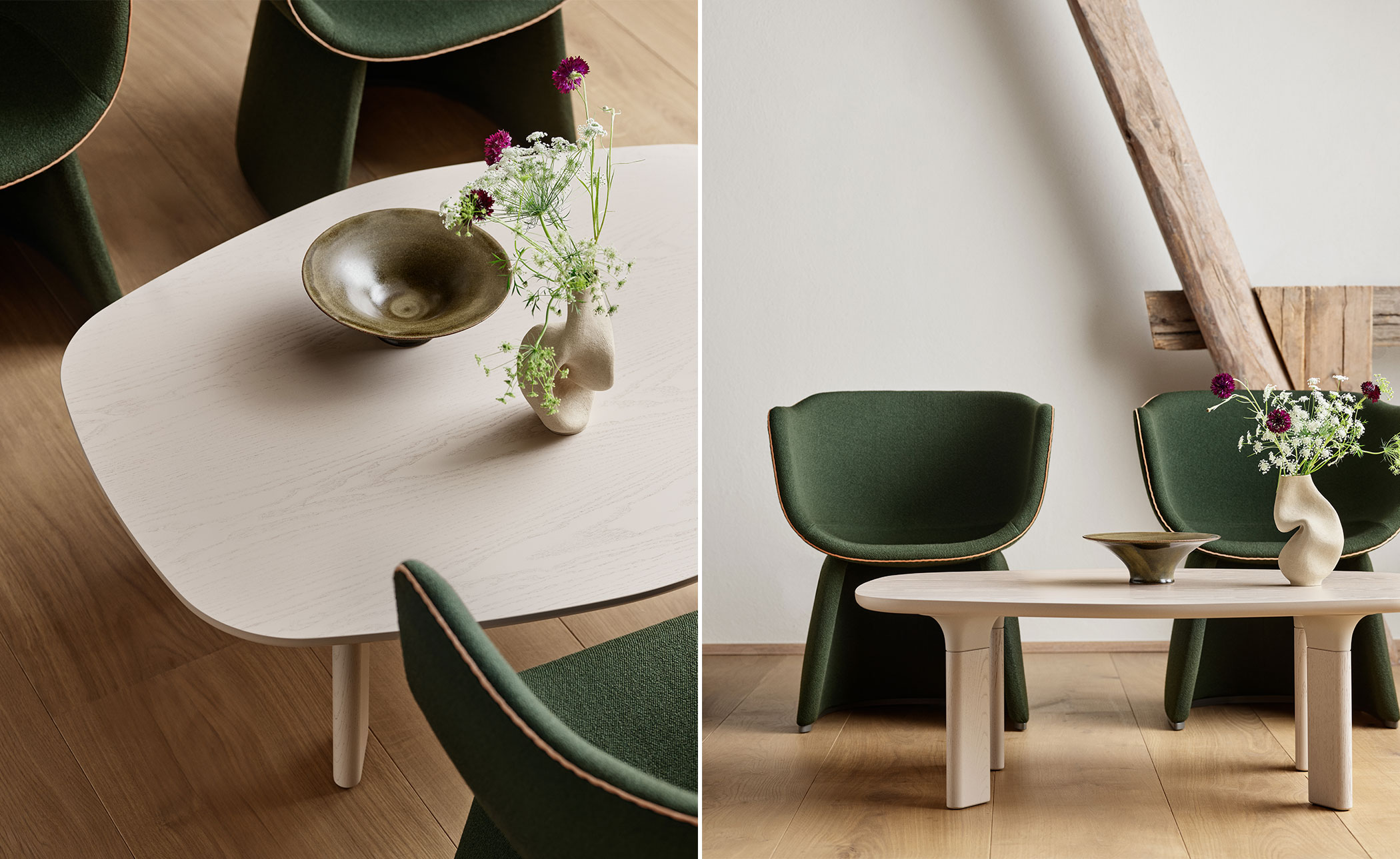 Monolit Lounge Chair with leather piping