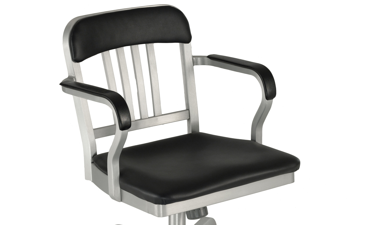 emeco navy semi-upholstered swivel armchair