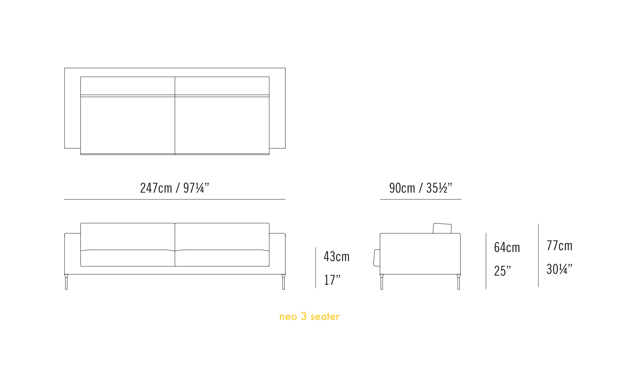 neo 3 seat sofa