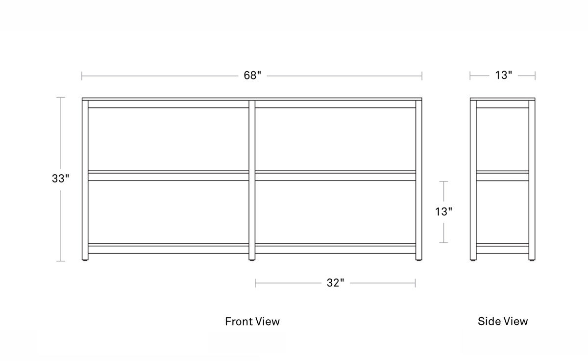 open plan large low bookcase