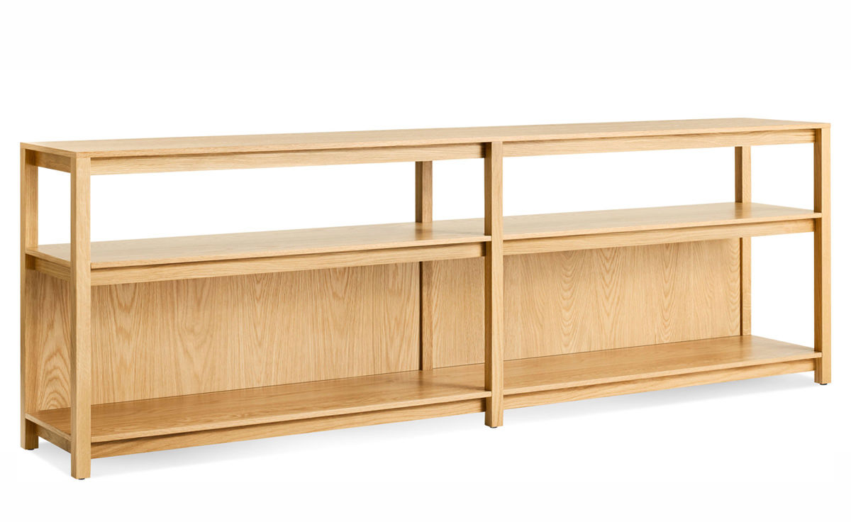 open plan long and low bookcase