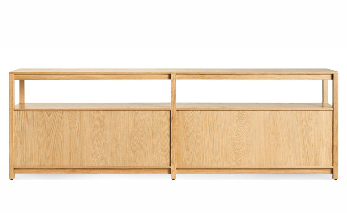 open plan long and low bookcase