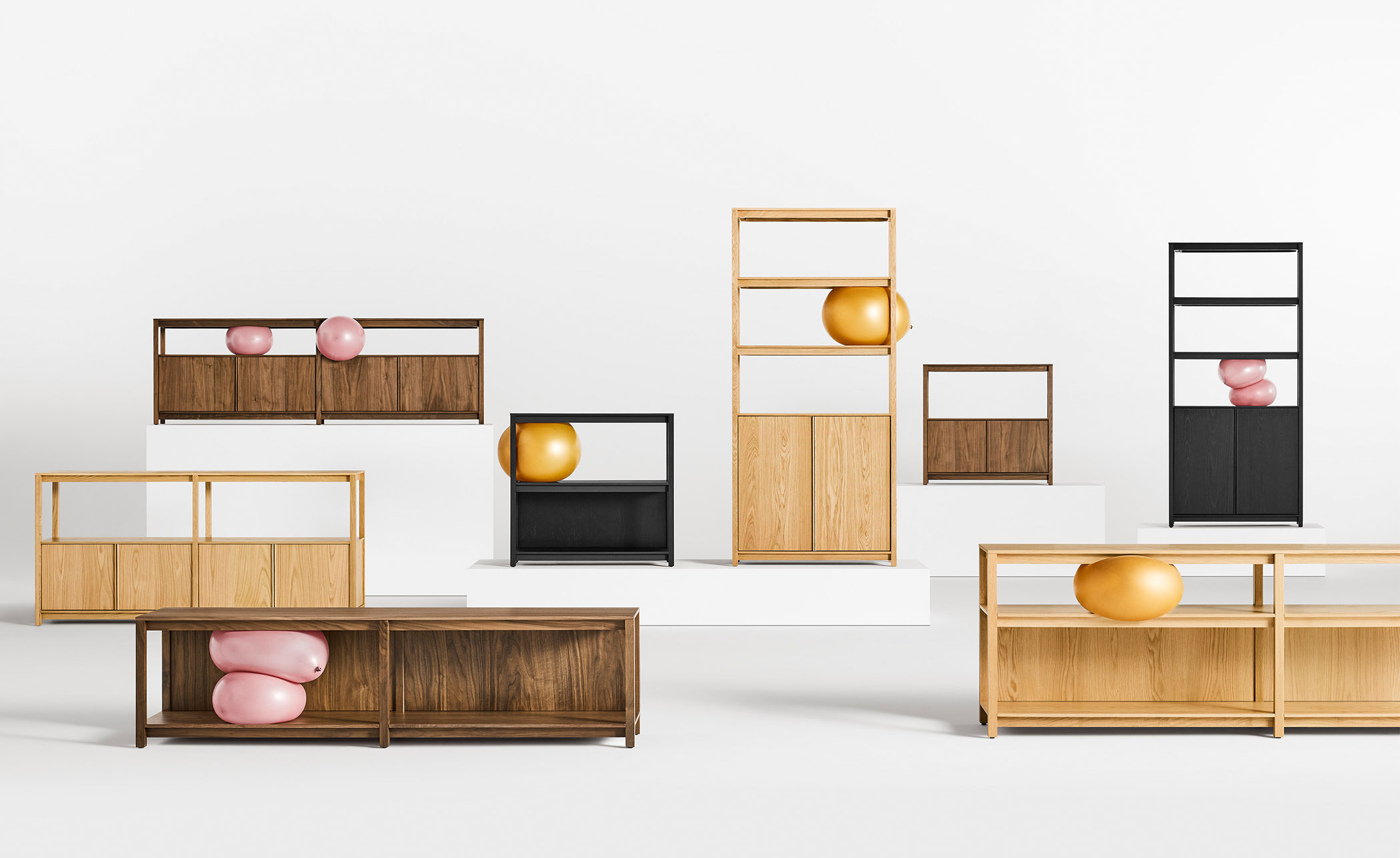 Open Plan Long and Low Bookcase with Storage