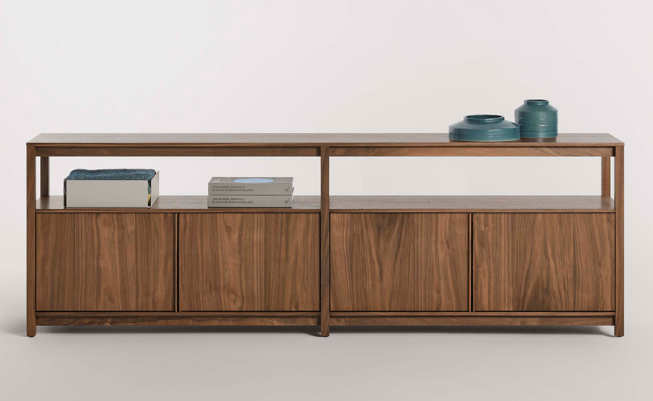 Open Plan Long and Low Bookcase with Storage