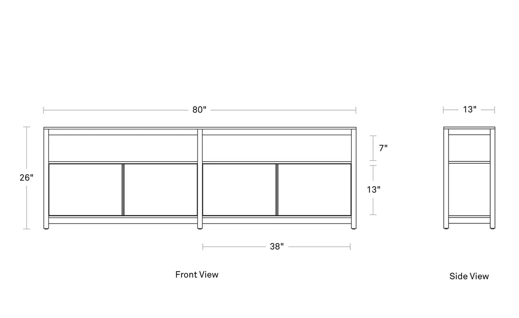 Open Plan Long and Low Bookcase with Storage