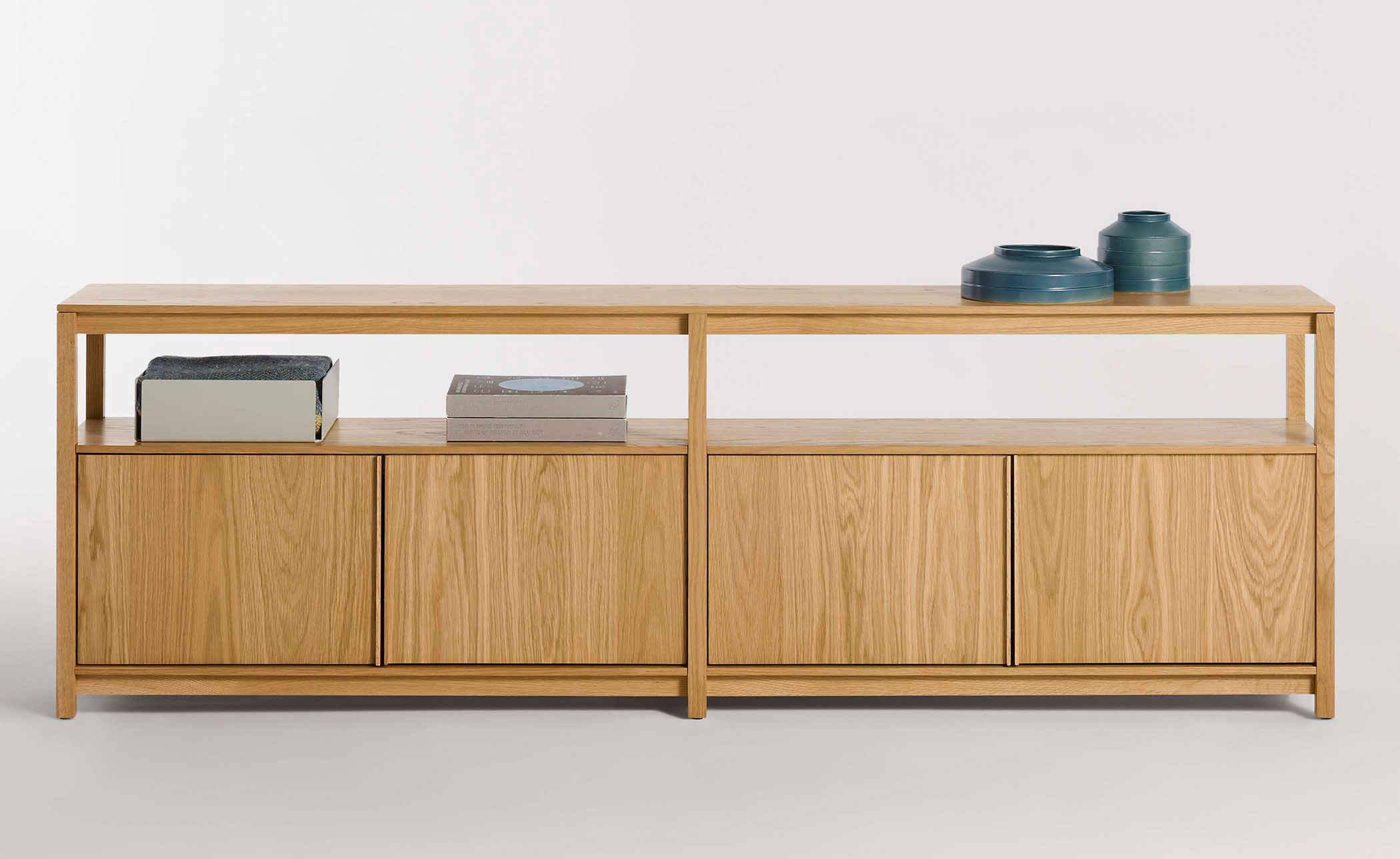 Open Plan Long and Low Bookcase with Storage