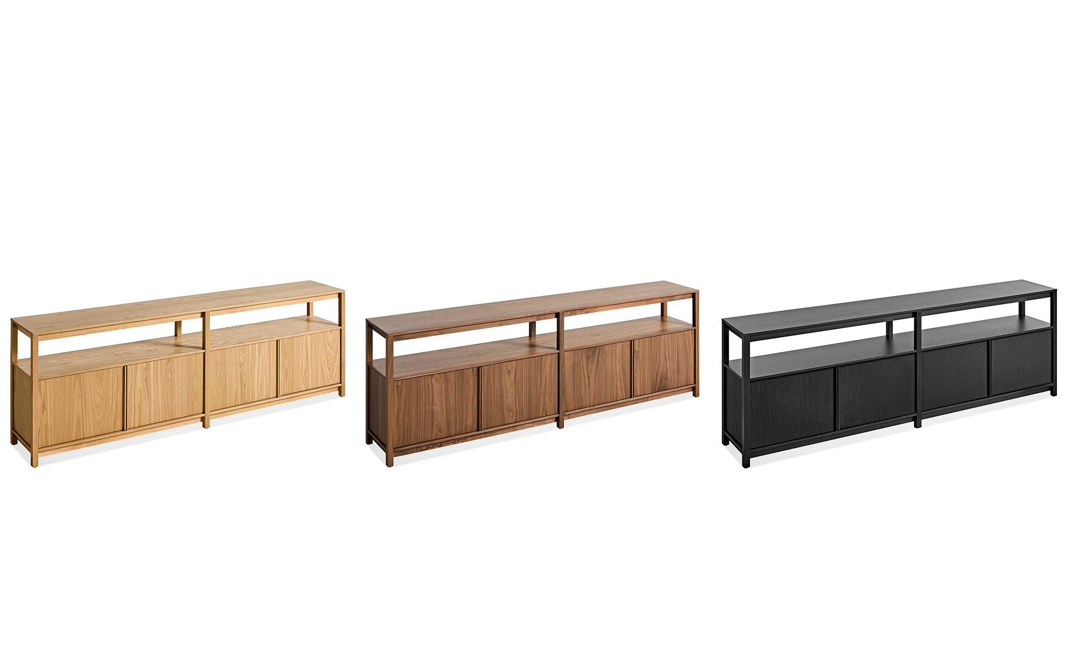 Open Plan Long and Low Bookcase with Storage