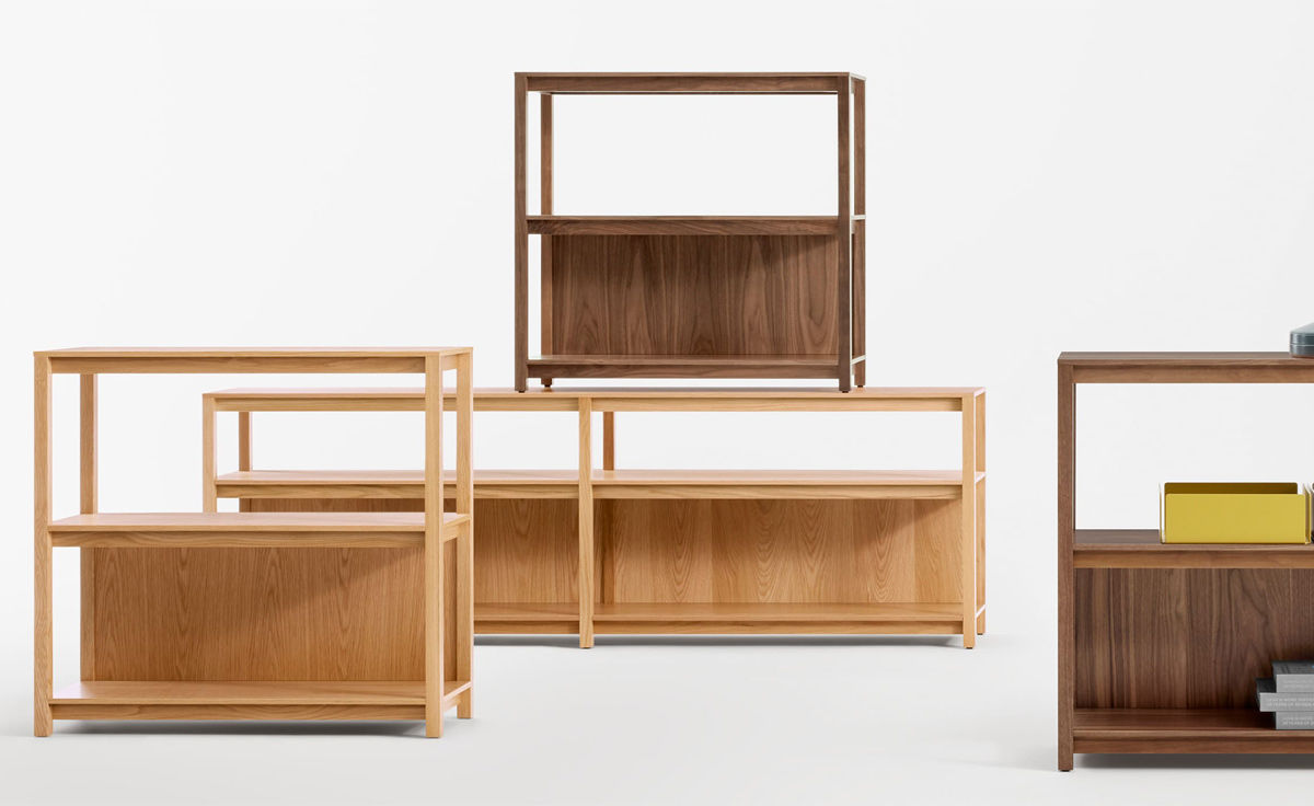 open plan small low bookcase by blu dot