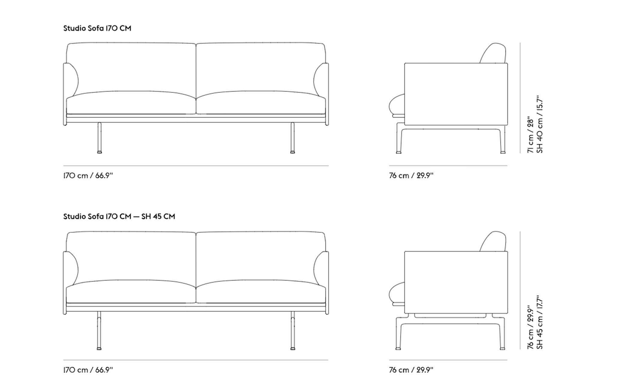 outline studio 67" sofa