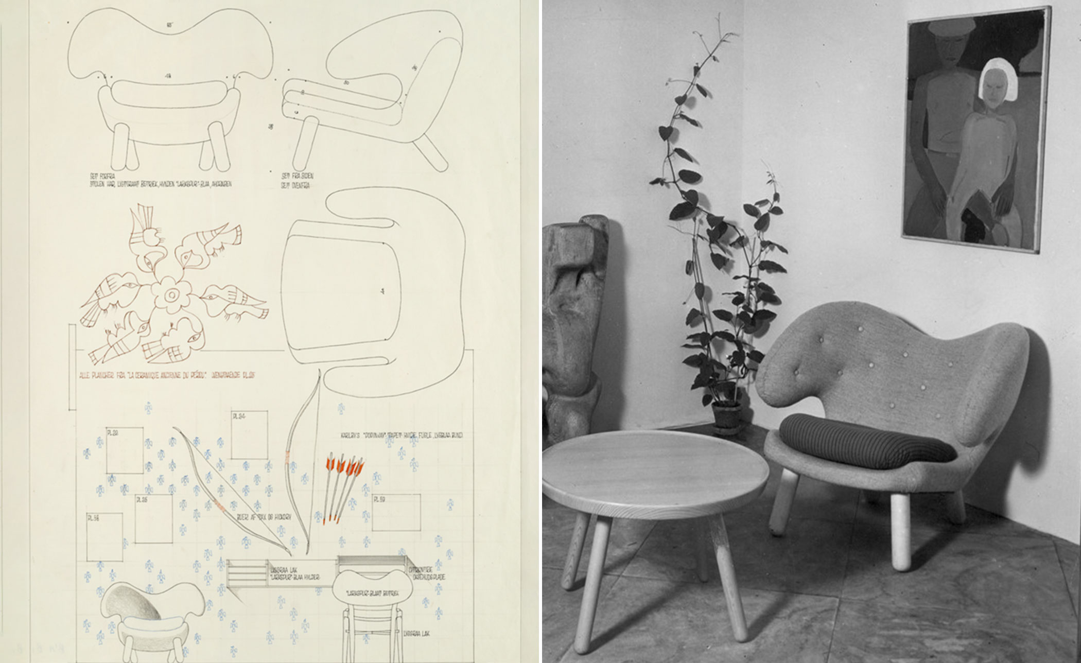 Pelican Chair with Sheepskin