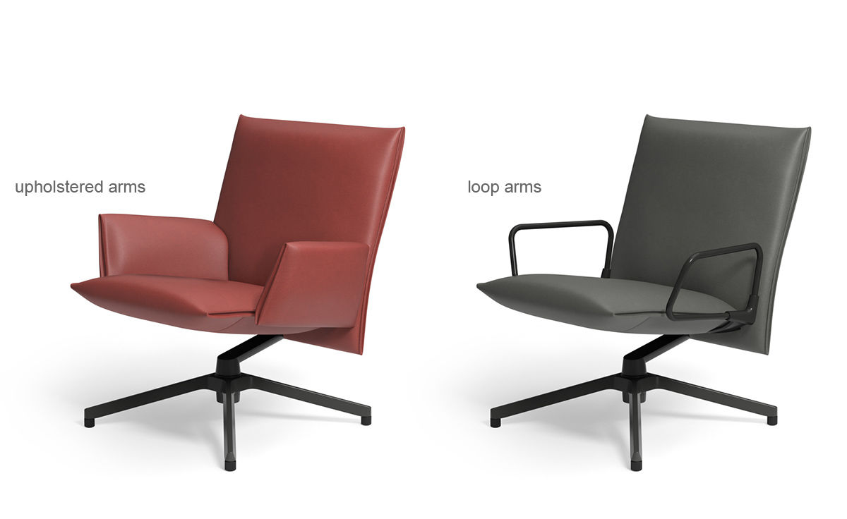 pilot low back lounge chair with loop arms