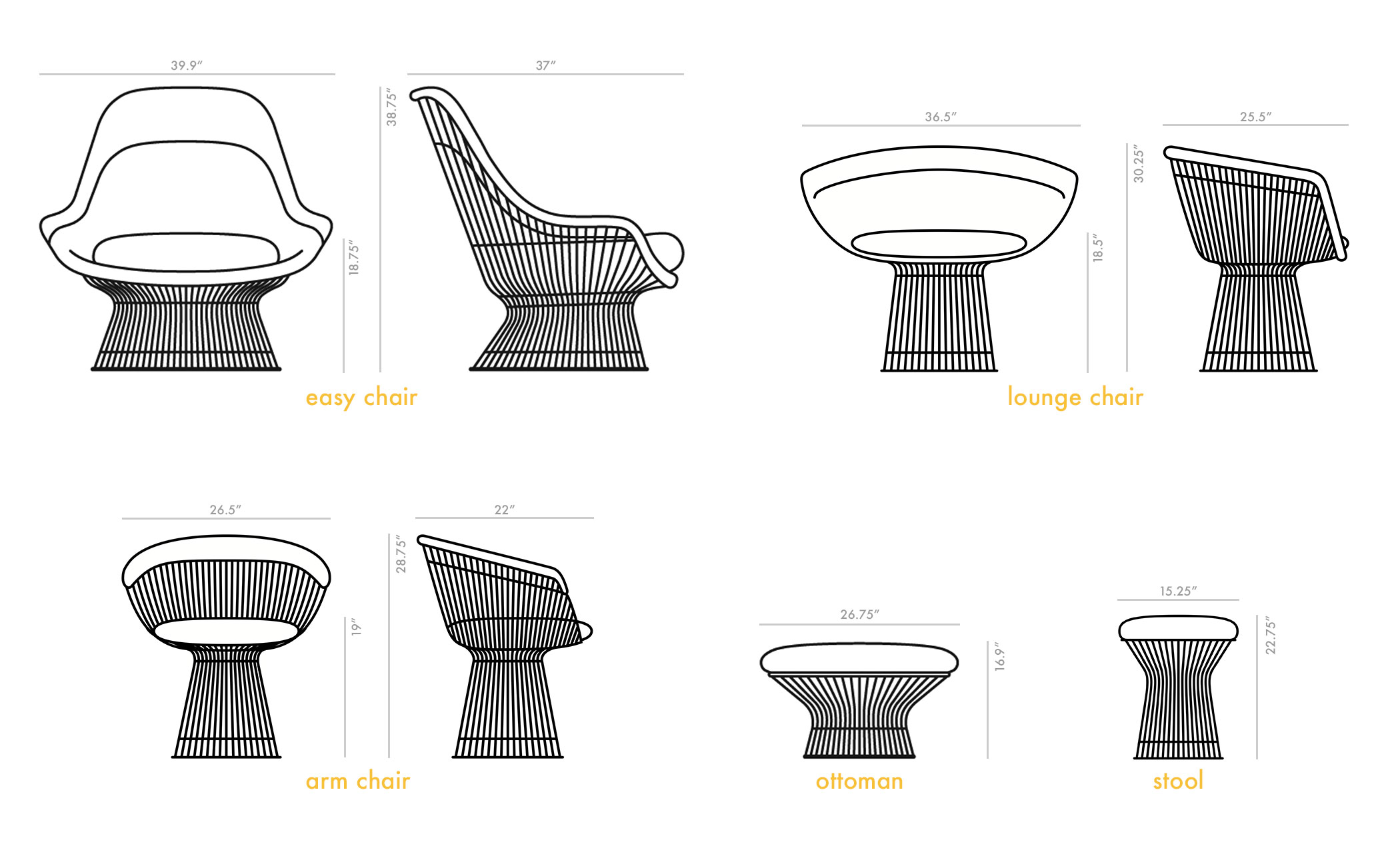 platner gold plated easy chair